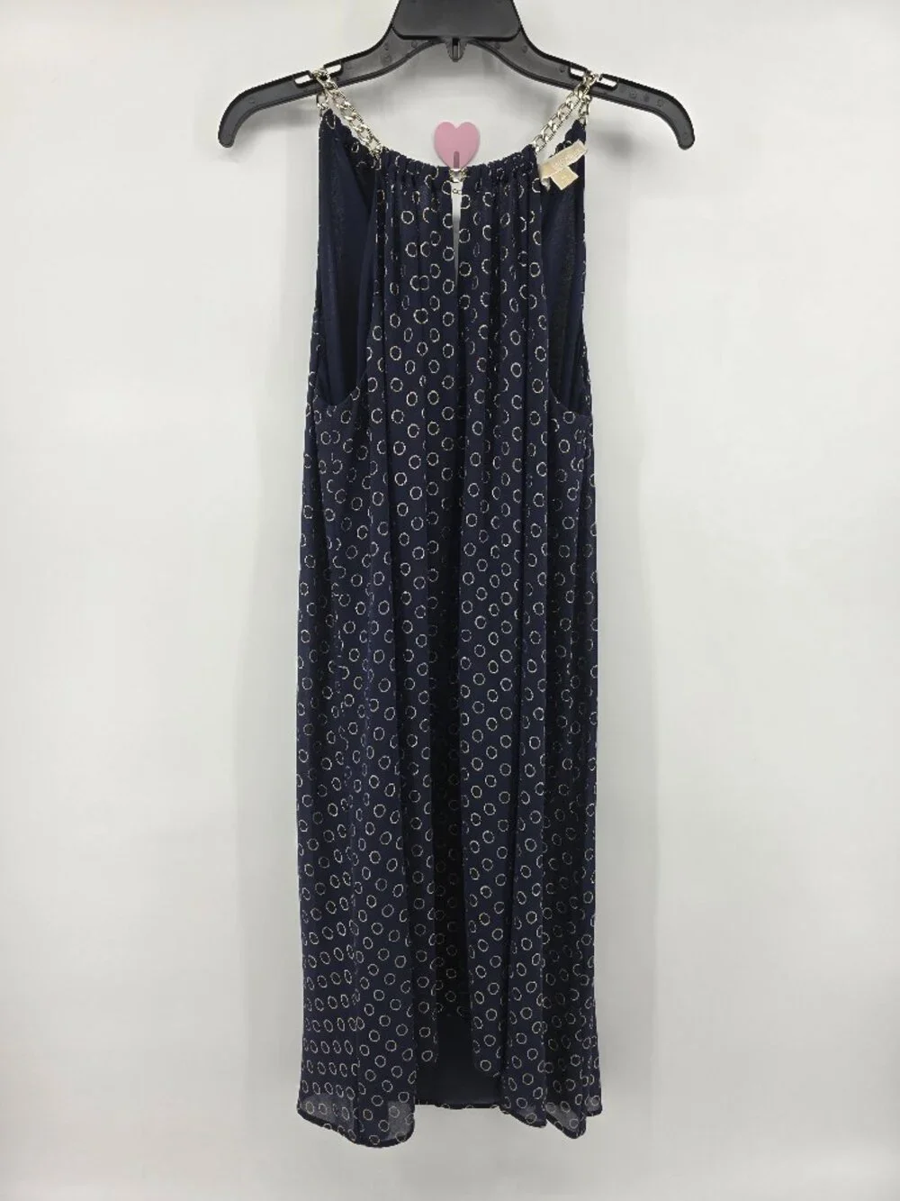 Michael Kors | Dresses | Michael Kors Navy Gold Circle Print Chain Strap Maxi  Dress Size M Hilo Halter | Poshmark